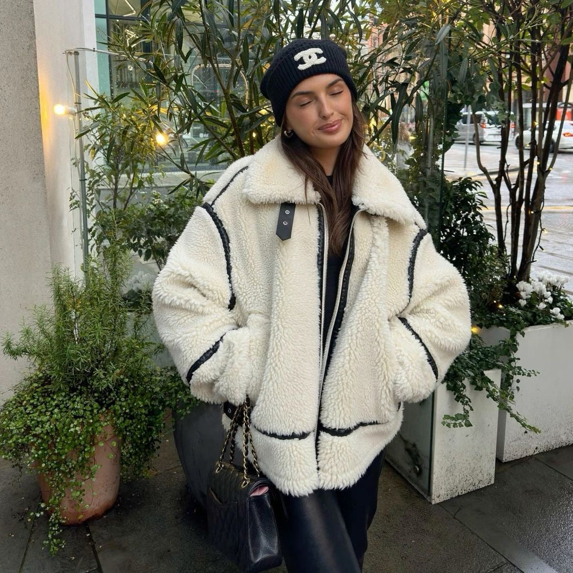 Winter Oversized Full Zip Sherpa Fleece Jacket Women