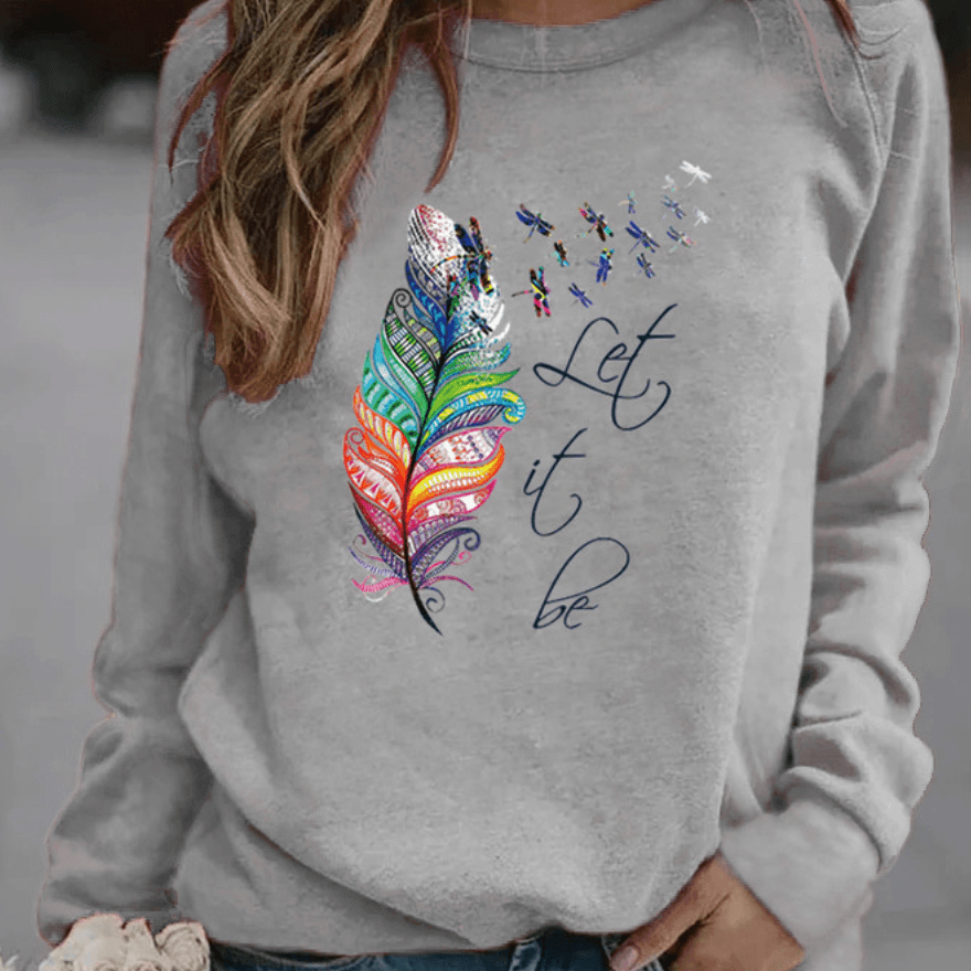 Hallie | Knitted Graphic Slogan Crewneck Long Oversized Sweatshirt Women