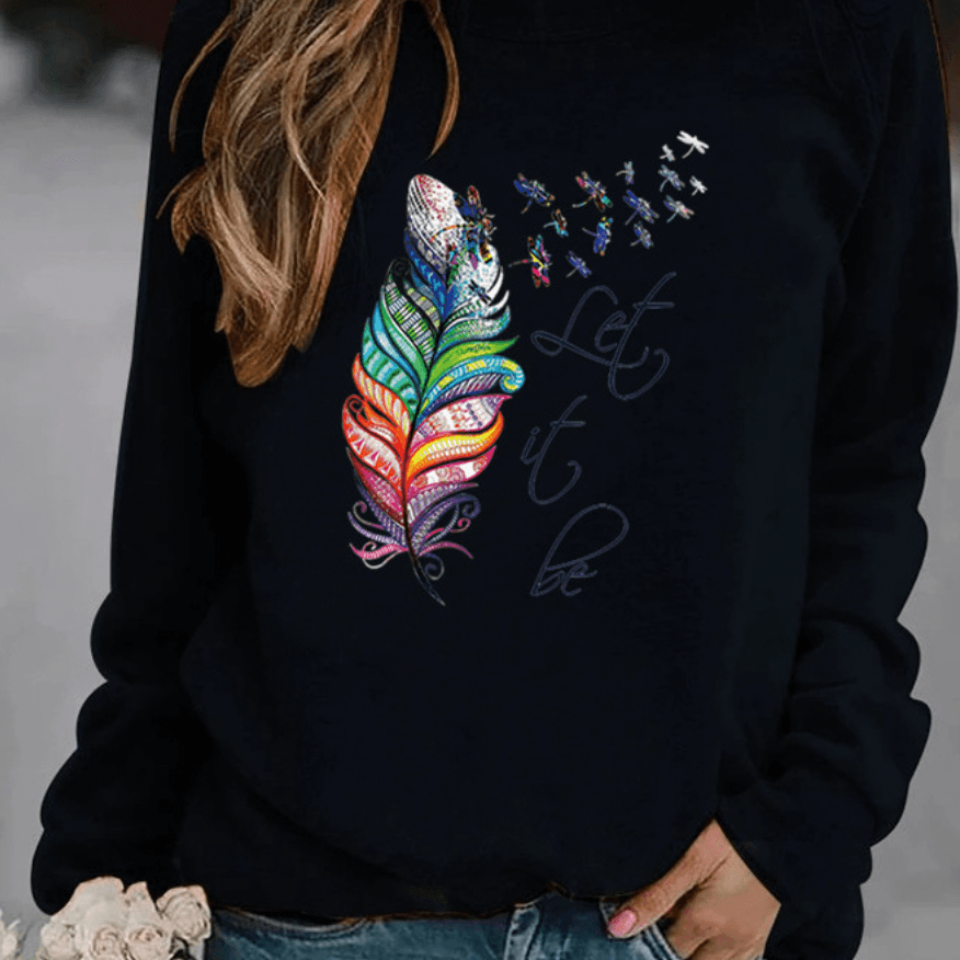 Hallie | Knitted Graphic Slogan Crewneck Long Oversized Sweatshirt Women