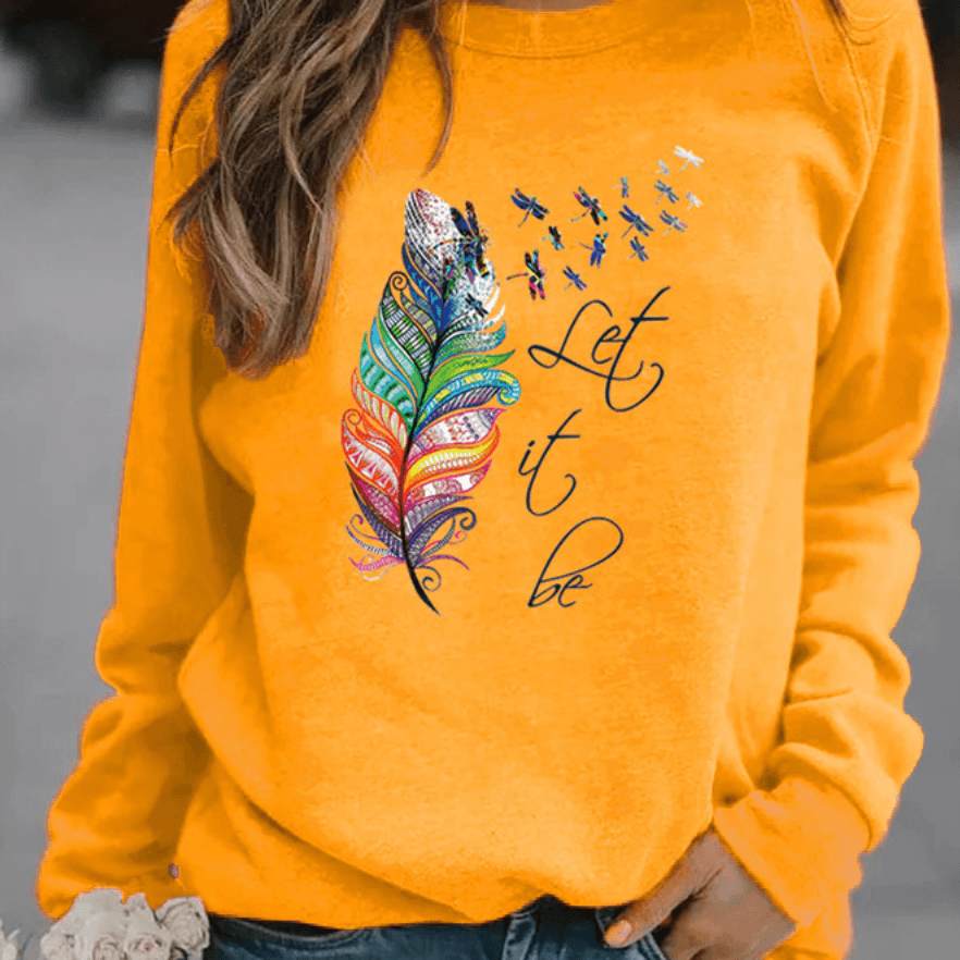 Hallie | Knitted Graphic Slogan Crewneck Long Oversized Sweatshirt Women