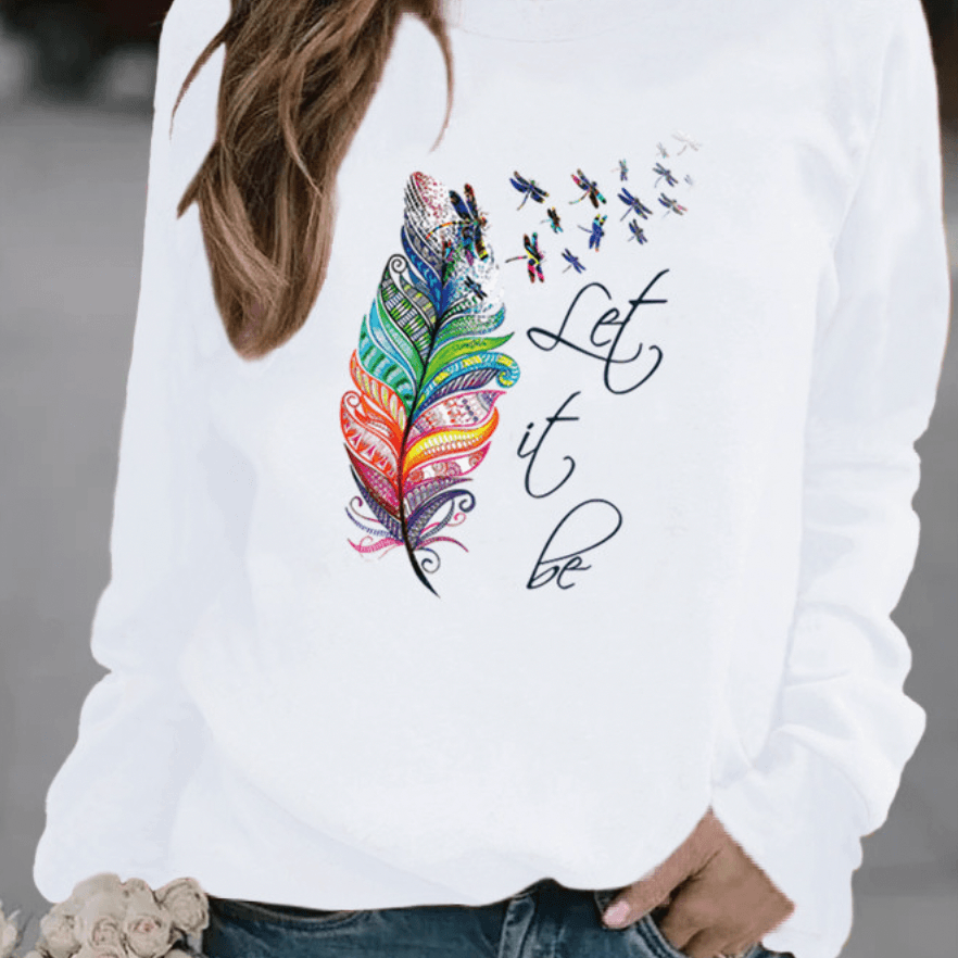 Hallie | Knitted Graphic Slogan Crewneck Long Oversized Sweatshirt Women