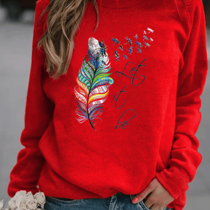 Hallie | Knitted Graphic Slogan Crewneck Long Oversized Sweatshirt Women