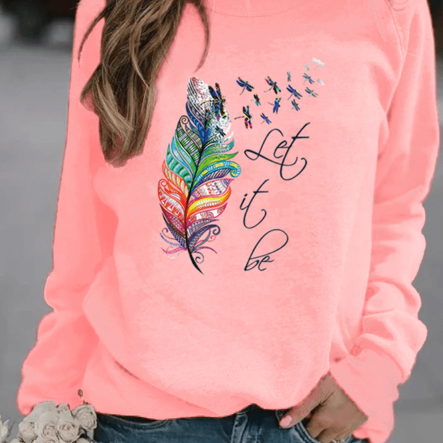 Hallie | Knitted Graphic Slogan Crewneck Long Oversized Sweatshirt Women