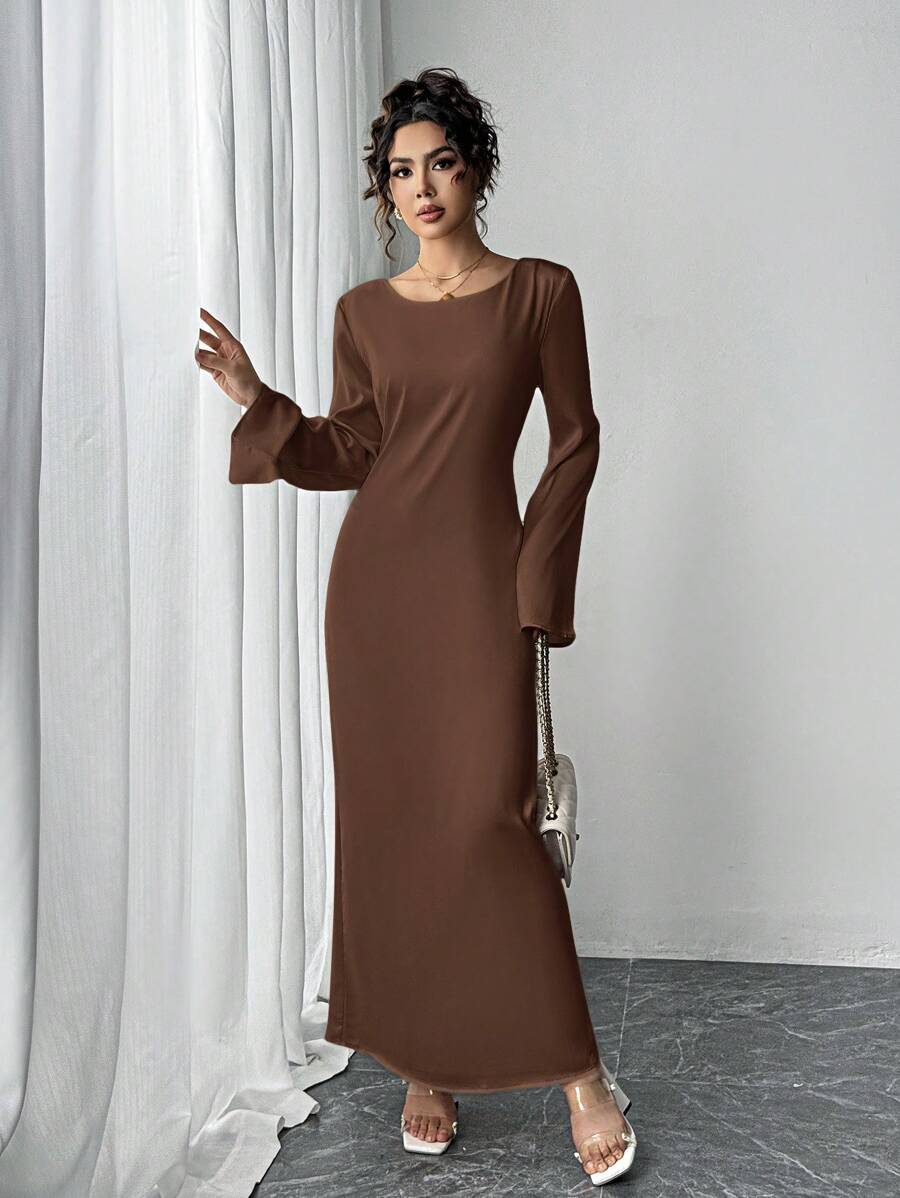 long dress for funeral female Adviicd Dress Female Funeral Dress For Women Maxi Dresses For WomenSolidParty VacationCasual Dress High Neck Sundress Beach Sundress
