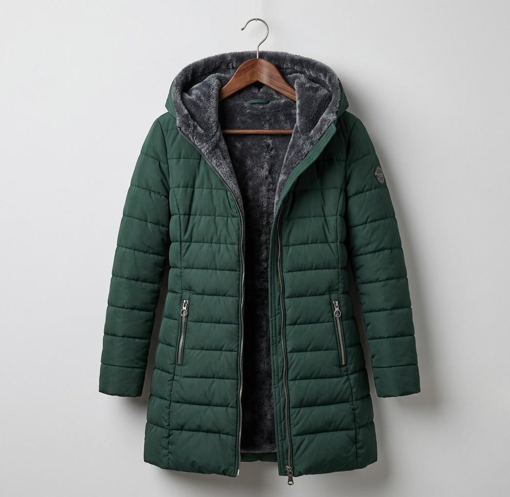 Iris | Winter Fitted Hooded Mid Length Padded Quilted Coat Women