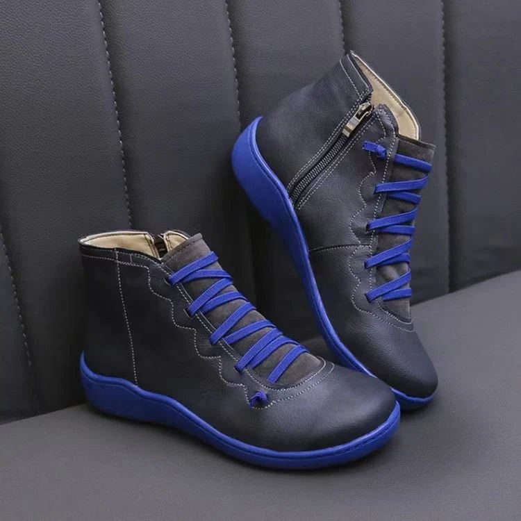 Flat Autumn Faux Leather Ankle Boots Women